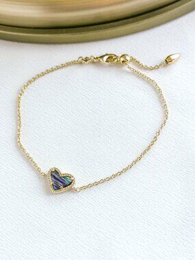 Kendra Scott Ari Heart Abalone Shell Chain Bracelet NEW